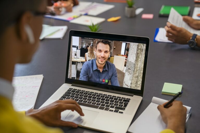 Business man on video call