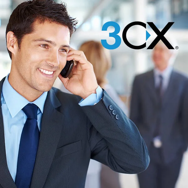 Appel téléphonique avec la solution 3CX d'un homme d'affaires dans une entreprise de la region PACA